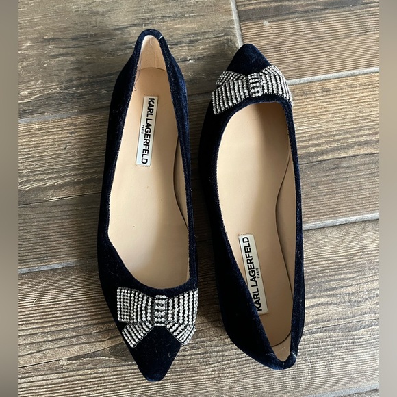 Karl Lagerfeld velvet bow flats - Picture 1 of 4